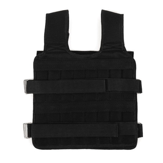 "Gilet lesté réglable en action, augmentant l'intensité de l'entraînement."