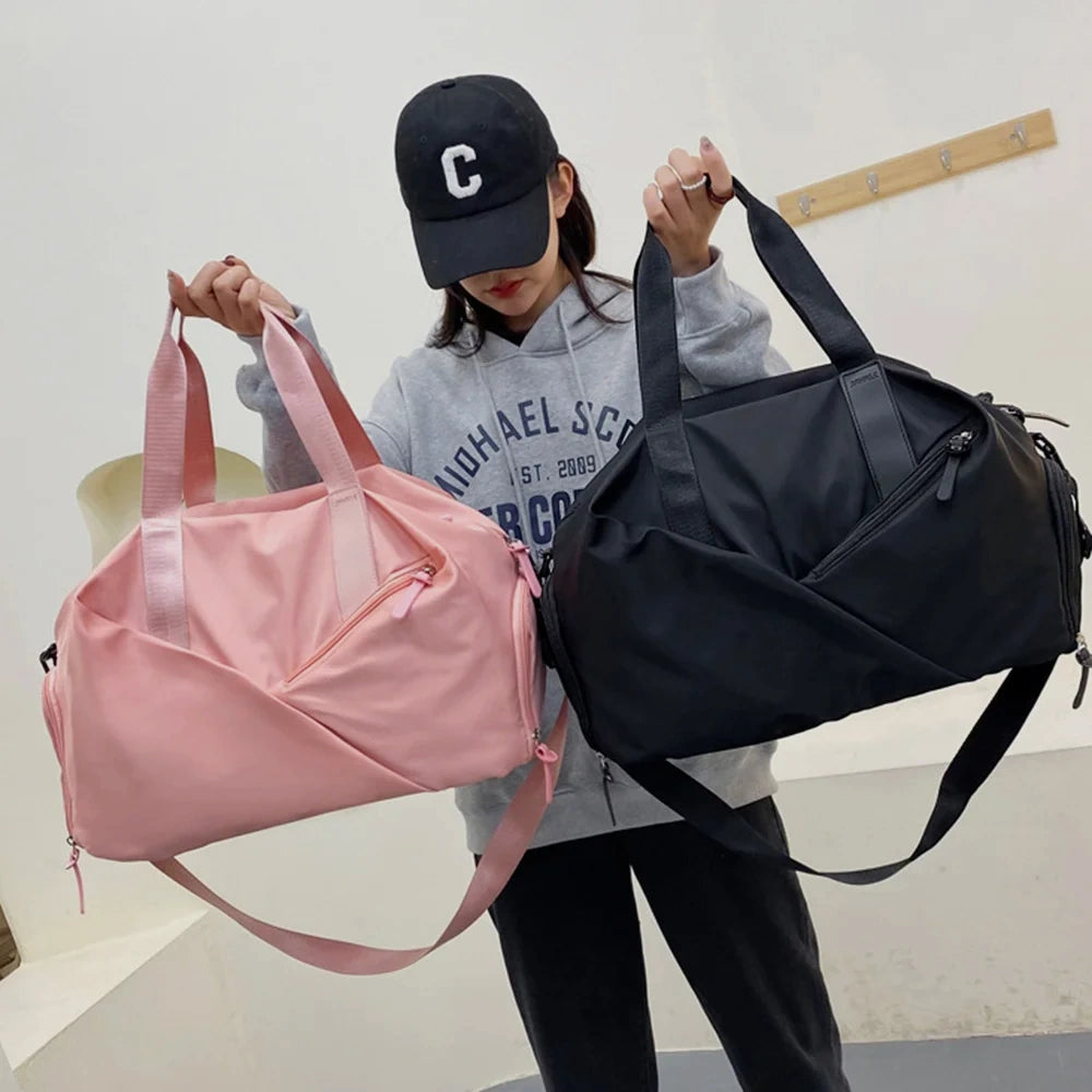 Sac de sport femme tendance noir et rose