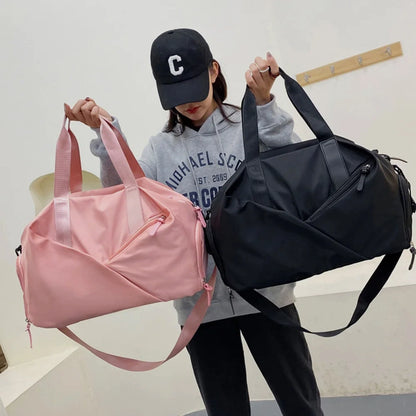 Sac de sport femme tendance noir et rose