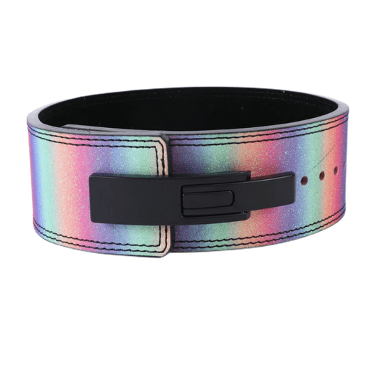 "Ceinture de force reflet avec un design métallique multicolore."